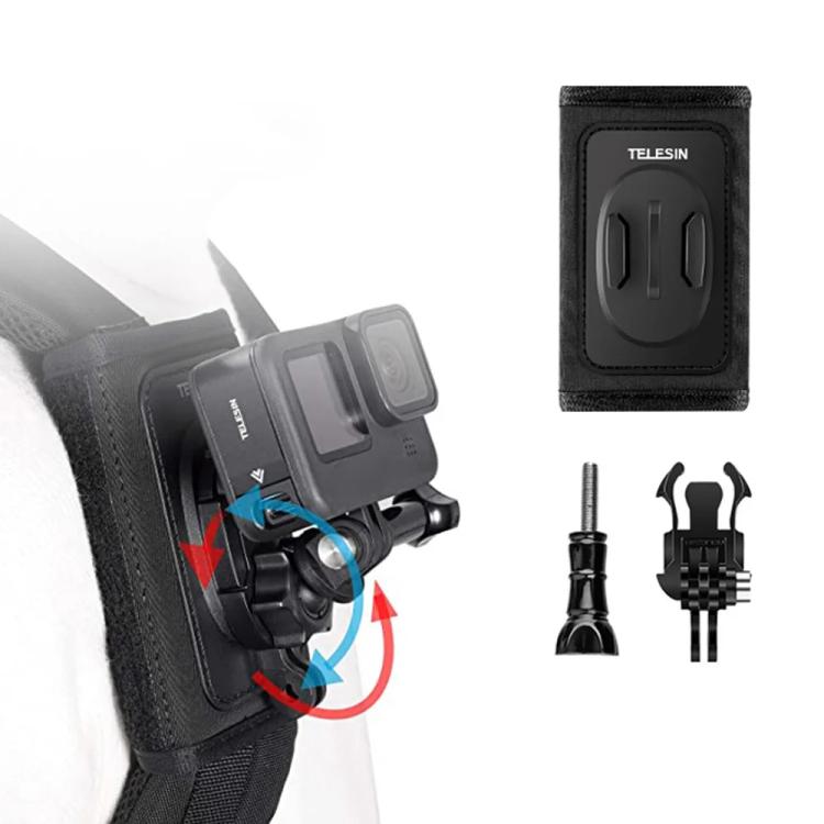 TELESIN Backpack Shoulder Strap Bracket Mount for GoPro Hero / Insta360 /  SJCAM / DJI Action Accessories, Spec: Only Strap Mount - HoMEdemic™ 