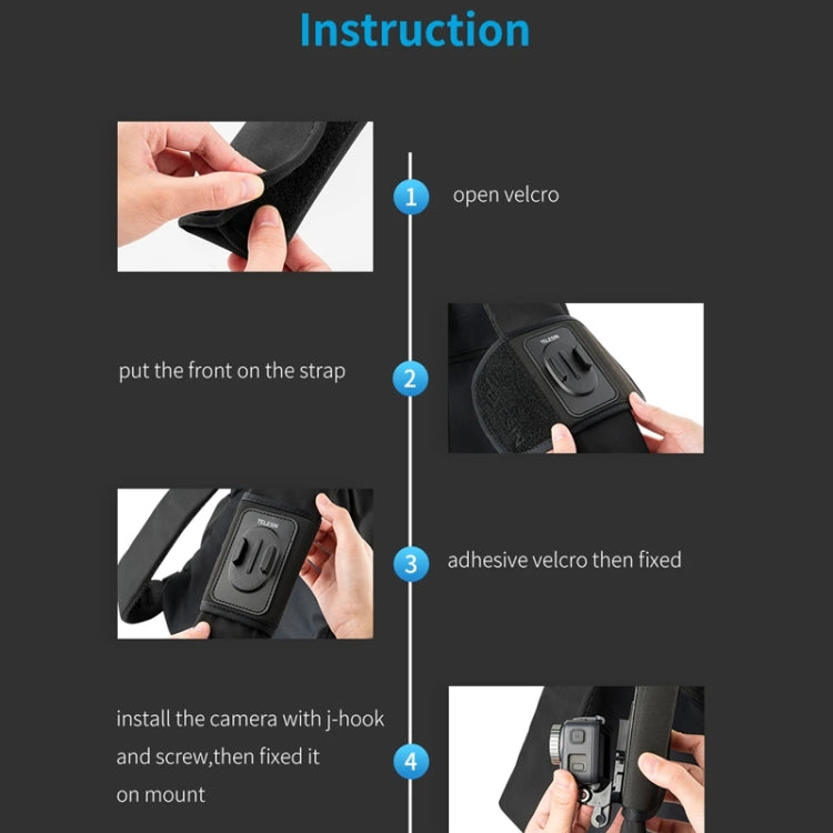 TELESIN Backpack Shoulder Strap Bracket Mount for GoPro Hero / Insta360 /  SJCAM / DJI Action Accessories, Spec: Only Strap Mount - HoMEdemic™ 