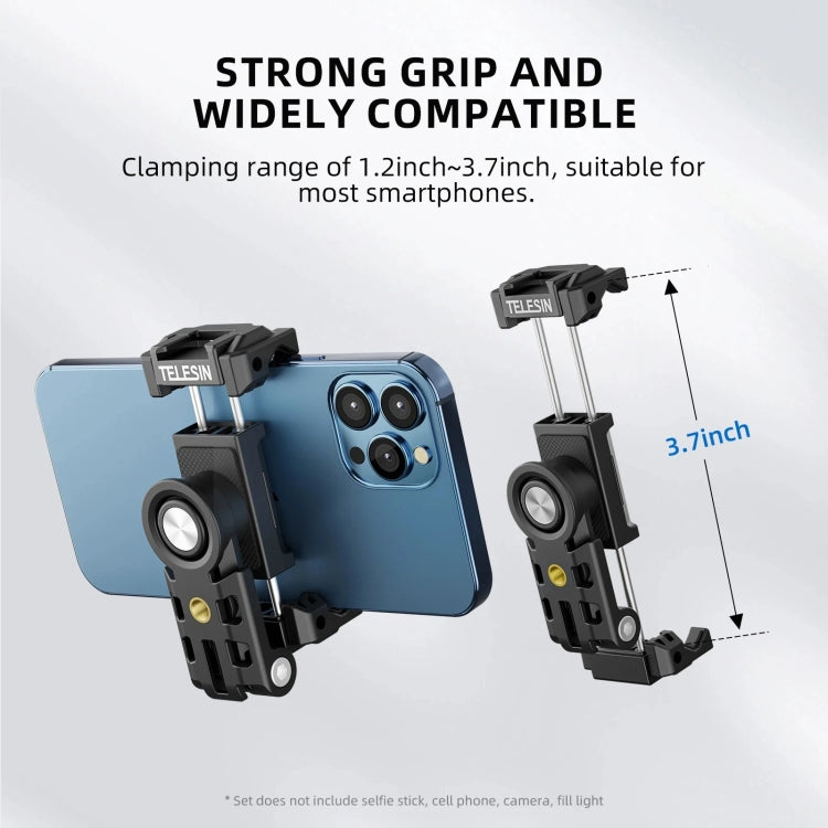 Telesin Mobile Phone Clip 360 Degree Rotating Desktop Bracket With Cold Shoe Mount(Black) - HoMEdemic™ 