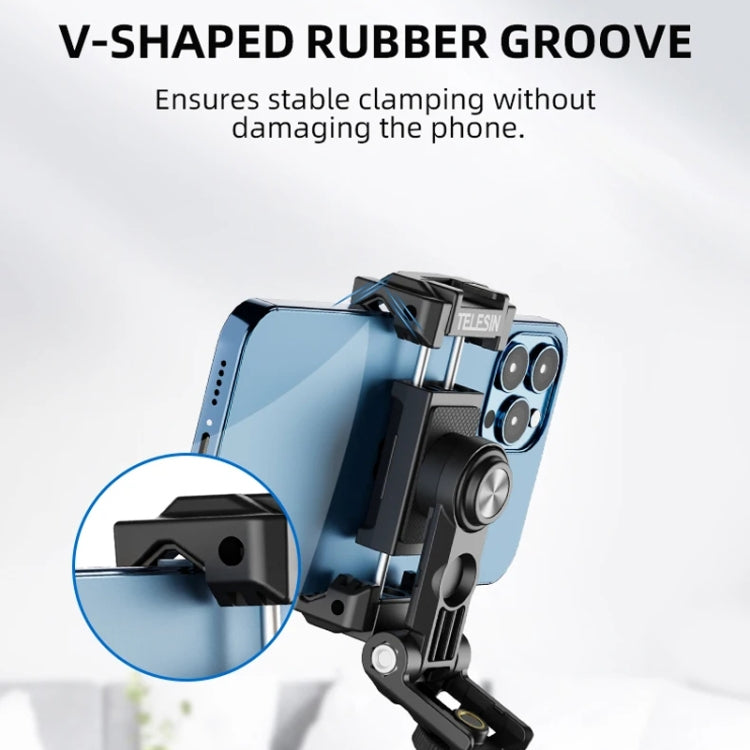 Telesin Mobile Phone Clip 360 Degree Rotating Desktop Bracket With Cold Shoe Mount(Black) - HoMEdemic™ 
