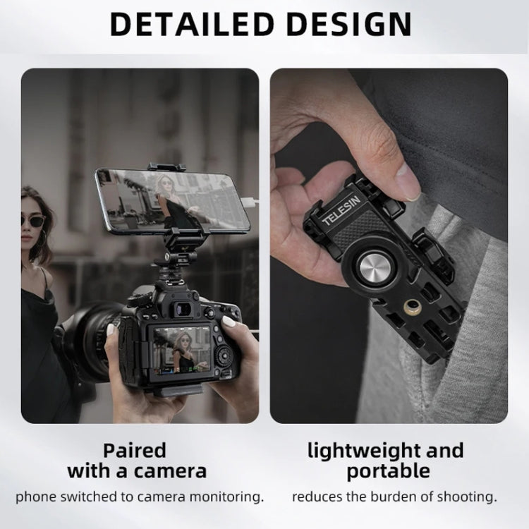 Telesin Mobile Phone Clip 360 Degree Rotating Desktop Bracket With Cold Shoe Mount(Black) - HoMEdemic™ 