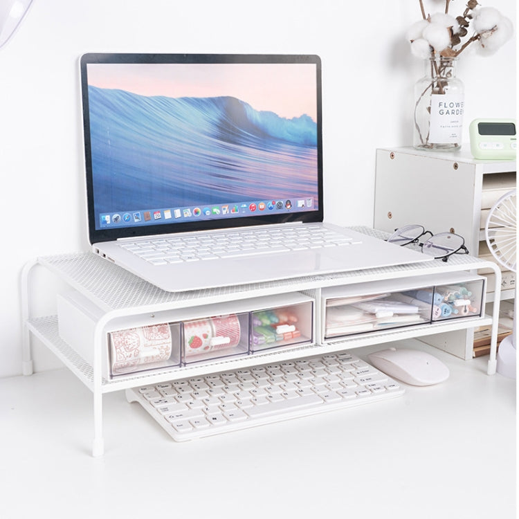 Computer Monitor Elevated Bracket Desk Wrought Iron Rack Organizer, Spec:  Double Layer - HoMEdemic™ 