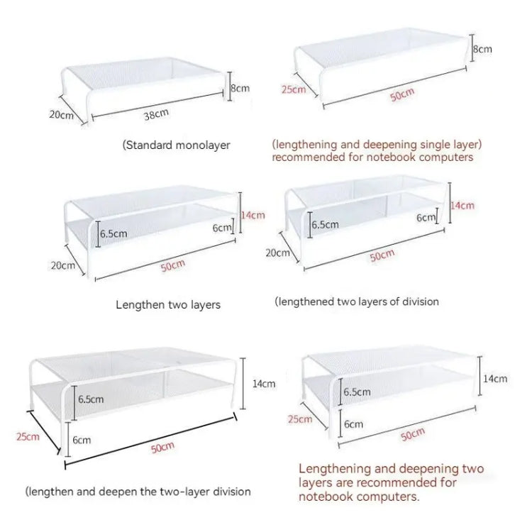 Computer Monitor Elevated Bracket Desk Wrought Iron Rack Organizer, Spec: Standard Single Layer - HoMEdemic™ 