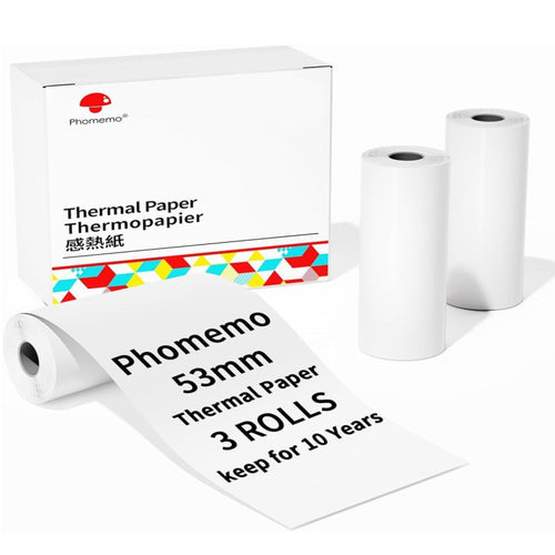 Phomemo 3rolls /Box 53mm Writing Quick-Drying Thermal Paper 10-Year Long-Lasting For M832 / M833 / M834 / M835 Printer - HoMEdemic™ 