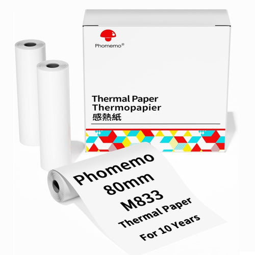 Phomemo 3rolls /Box 80mm Writing Quick-Drying Thermal Paper 10-Year Long-Lasting For M832 / M833 / M834 / M835 Printer - HoMEdemic™ 