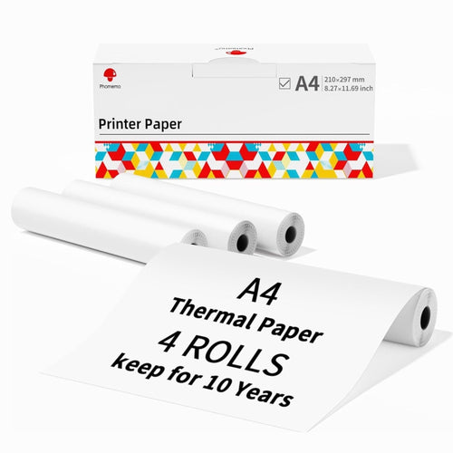 Phomemo 4rolls /Box A4 Writing Quick-Drying Thermal Paper 10-Year Long-Lasting For M832 / M833 / M834 / M835 Printer - HoMEdemic™ 