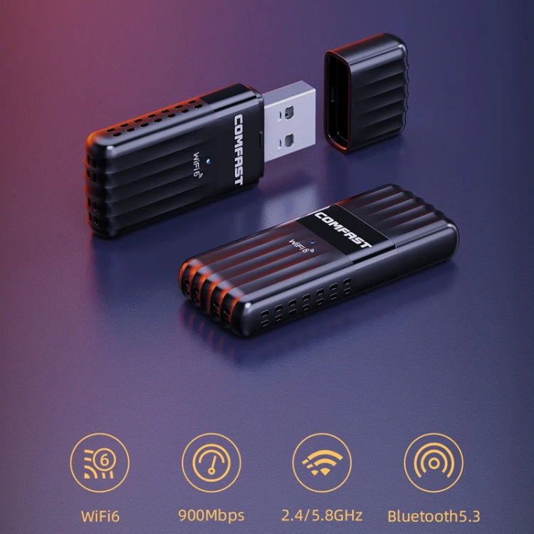 COMFAST CF-943AX WiFi6 USB Adapter AX900 Bluetooth 5.3 2.4G / 5.8G Wireless Network Card - HoMEdemic™ 