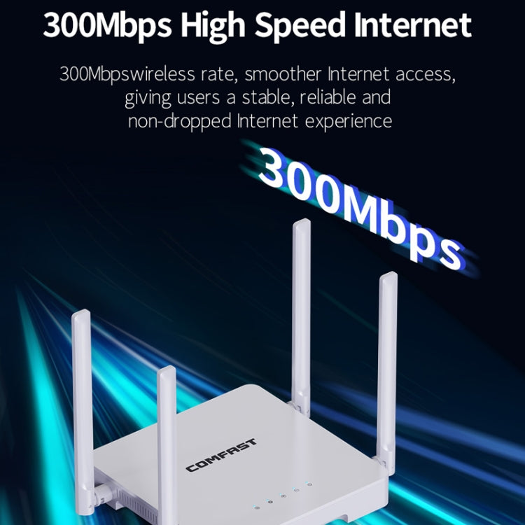 COMFAST CF-N1 V2  300Mbps WIFI4 Wireless Router With 1 Wan + 4 Lan RJ45 Ports,EU Plug - HoMEdemic™ 