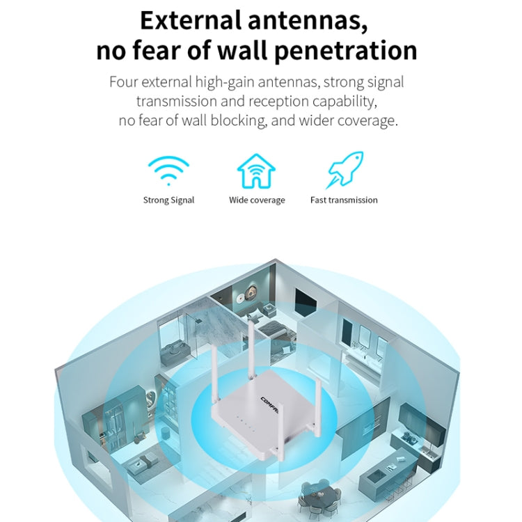 COMFAST CF-N1 V2  300Mbps WIFI4 Wireless Router With 1 Wan + 4 Lan RJ45 Ports,EU Plug - HoMEdemic™ 