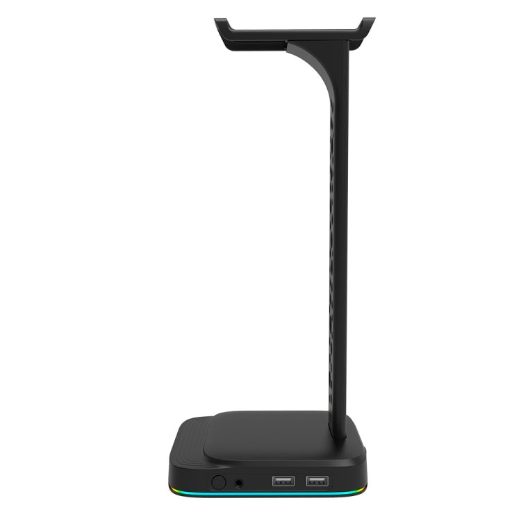 3.5mm Audio RGB Illuminated Headset Holder Dual USB Gaming Headset Display Rack(With Headphone Jack Black) - HoMEdemic™ 