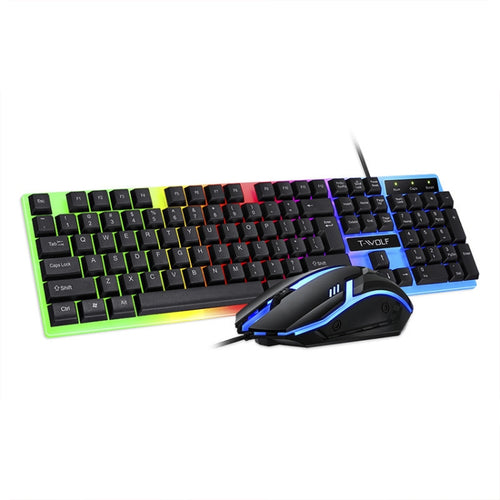 T-WOLF TF230 Colorful Light Effect Game Office Computer Wired Keyboard and Mouse Kit(Black) - HoMEdemic™ 