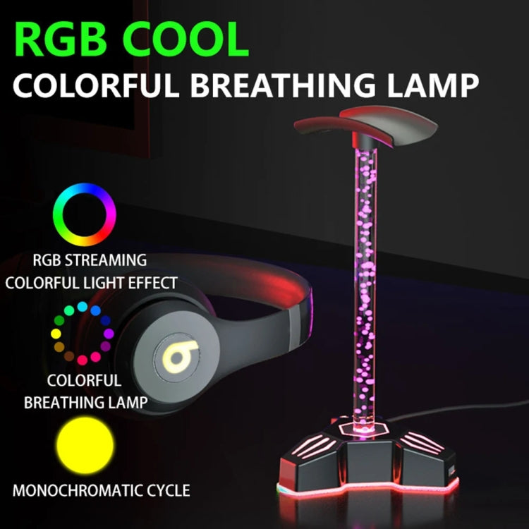 RGB Lighted Headphone Stand With Ambient Light USB Expansion Port Headphone Display Bracket, Style: Without 3.5mm Port - HoMEdemic™ 