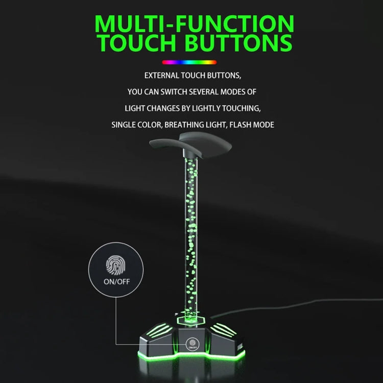 RGB Lighted Headphone Stand With Ambient Light USB Expansion Port Headphone Display Bracket, Style: Without 3.5mm Port - HoMEdemic™ 