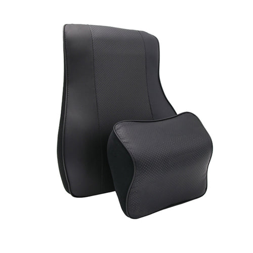 Leather Memory Foam All Season Car Seat Neck Support Cushion Headrest+Waist Pad(Black) - HoMEdemic™ 