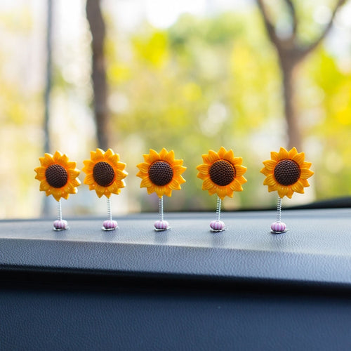 5pcs /Set Cute Sunflower Car Ornament Car Center Console Shaking Flowers Decoration, Style: A Model - HoMEdemic™ 