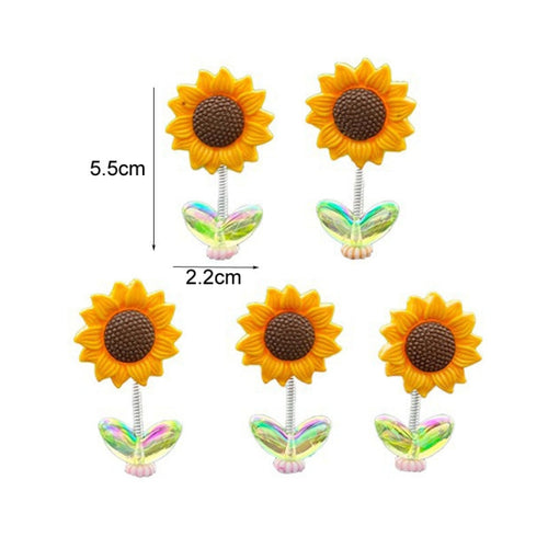 5pcs /Set Cute Sunflower Car Ornament Car Center Console Shaking Flowers Decoration, Style: A Model Transparent Leaves - HoMEdemic™ 