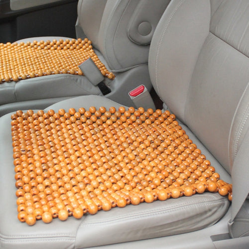 44x44cm Summer Car Pure Wood Beads Square Seat Cushion(Yellow) - HoMEdemic™ 