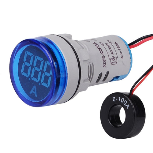 SINOTIMER ST16A Round 22mm LED Digital Signal Light 220V AC Ammeter 0-100A AC Current Indicator Light(03 Blue) - HoMEdemic™ 