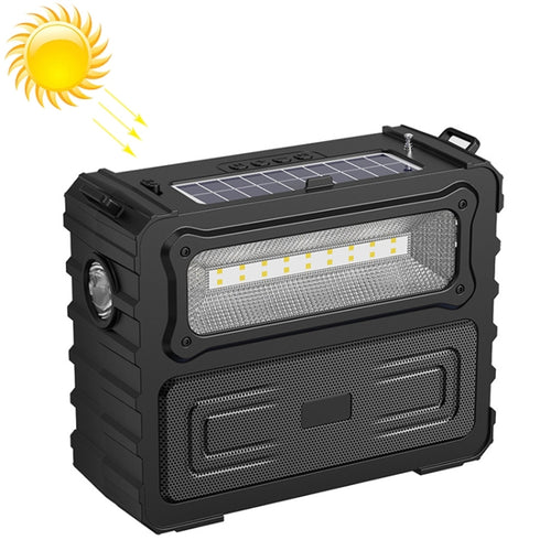 DV-690 Dual LED Light Solar Wireless Bluetooth Speaker Outdoor Camping FM Radio(Black) - HoMEdemic™ 