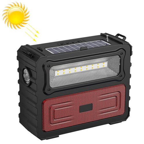 DV-690 Dual LED Light Solar Wireless Bluetooth Speaker Outdoor Camping FM Radio(Red) - HoMEdemic™ 