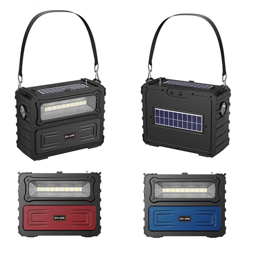 DV-690 Dual LED Light Solar Wireless Bluetooth Speaker Outdoor Camping FM Radio(Black) - HoMEdemic™ 