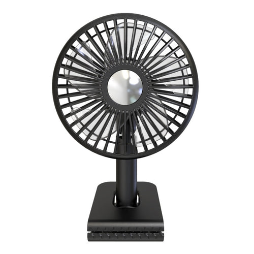 Car Clip-On Rechargeable Electric Oscillating Head Fan With Light(Black) - HoMEdemic™ 