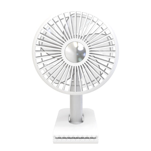 Car Clip-On Rechargeable Electric Oscillating Head Fan With Light(White) - HoMEdemic™ 