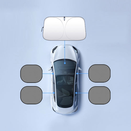 Car Front Windshield Heat Insulation Sun Protection Visor, Specification: Large Front Baffle + 4 Side Baffles - HoMEdemic™ 