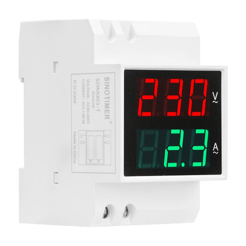 SINOTIMER SDM003-T 3 Digits DIN Rail Single-Phase AC Household Dual Display Voltage And Current Meter - HoMEdemic™ 