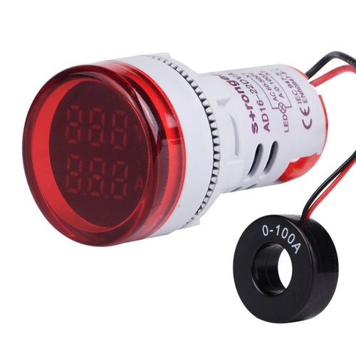 SINOTIMER ST16VA Round 22mm LED Digital Display AC Voltage Current Indicator AC 60-500V 0-100A(01 Red) - HoMEdemic™ 