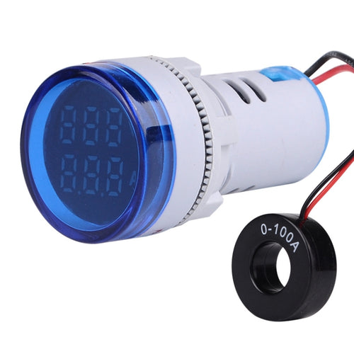 SINOTIMER ST16VA Round 22mm LED Digital Display AC Voltage Current Indicator AC 60-500V 0-100A(03 Blue) - HoMEdemic™ 