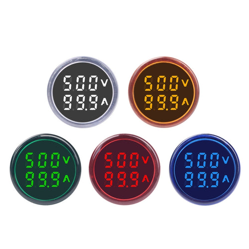 SINOTIMER ST16VA Round 22mm LED Digital Display AC Voltage Current Indicator AC 60-500V 0-100A(01 Red) - HoMEdemic™ 