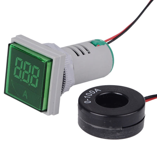 SINOTIMER ST17A Square 22mm LED Digital Display Signal Light AC Current Indicator 0-100A(04 Green) - HoMEdemic™ 