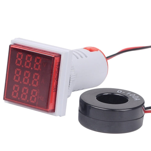 SINOTIMER ST17VAH 3 In 1 Square LED Digital Display AC Voltage Current Frequency Indicator 60-500V 0-100A 20-75Hz(01 Red) - HoMEdemic™ 