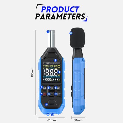 FNIRSI Noise Decibel Meter Home Volume Detector(Blue) - HoMEdemic™ 