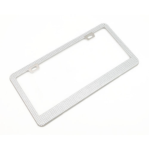 US Standard Stainless Steel License Plate Modified Frame With Diamonds, Color: Square Hole White Diamond - HoMEdemic™ 