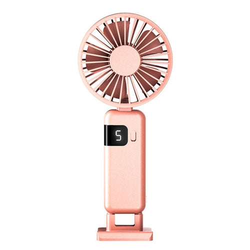 Portable Digital Display Hanging Neck Mute Small Fan USB Charging Handheld Foldable Fan(Pink) - HoMEdemic™ 