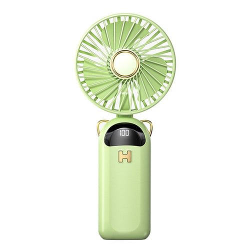 Foldable Digital Display USB Charging Fan Handheld Mute Hanging Neck Outdoor Small Fan(Green) - HoMEdemic™ 