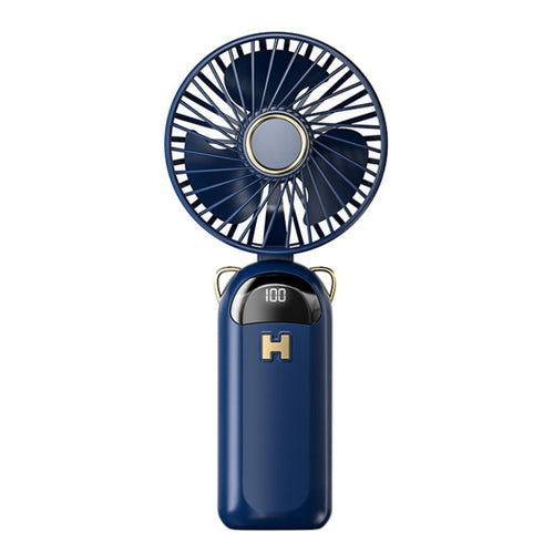 Foldable Digital Display USB Charging Fan Handheld Mute Hanging Neck Outdoor Small Fan(Blue) - HoMEdemic™ 