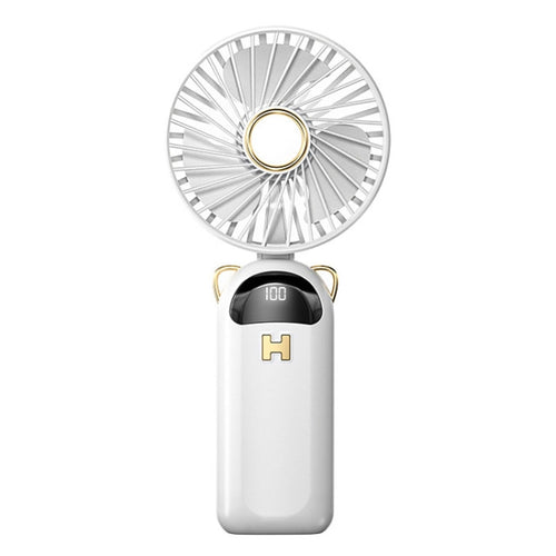 Foldable Digital Display USB Charging Fan Handheld Mute Hanging Neck Outdoor Small Fan(White) - HoMEdemic™ 