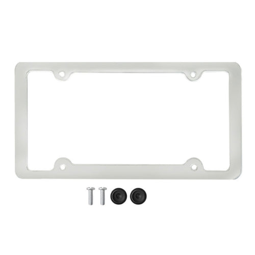 American Standard Aluminum Alloy License Plate Frame Including Accessories, Specification: 4 Holes Slotted Spray White - HoMEdemic™ 