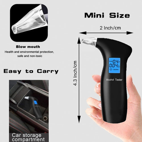 LCD Detector Backlight Light Breath Alcohol Tester, Specification: With 4 Mouthpieces Box - HoMEdemic™ 