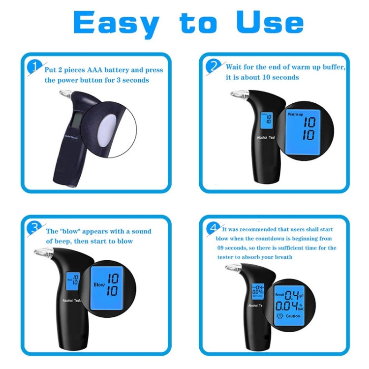 LCD Detector Backlight Light Breath Alcohol Tester, Specification: With 12 Mouthpieces Box - HoMEdemic™ 