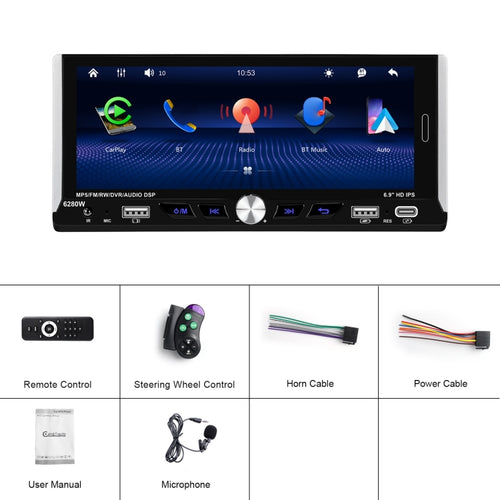 Single Spindle 6.9 inch MP5 With Knob Player Carplay Function Car MP4 Backup Camera, Specification: Standard - HoMEdemic™ 