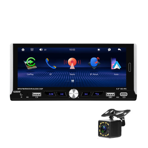 Single Spindle 6.9 inch MP5 With Knob Player Carplay Function Car MP4 Backup Camera, Specification: Standard+12 Light Camera - HoMEdemic™ 