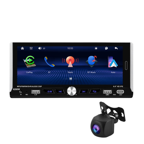 Single Spindle 6.9 inch MP5 With Knob Player Carplay Function Car MP4 Backup Camera, Specification: Standard+AHD Camera - HoMEdemic™ 