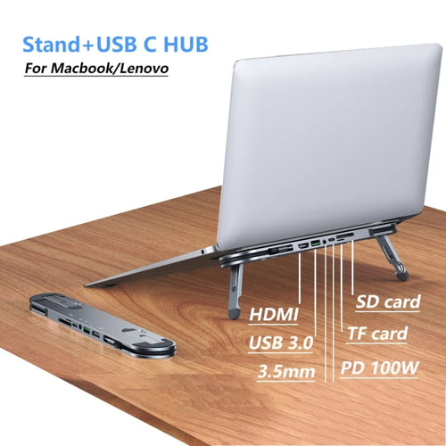 6 Ports USB-C/Type-C HUB Docking Station Laptop Stand Holder - HoMEdemic™ 