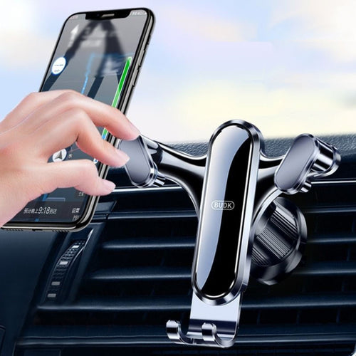 BUDK Triangle Gravity Sensor Car Phone Bracket Car Air Vent Navigation Holder, Model: Bent Suction Cup Base Model - HoMEdemic™ 