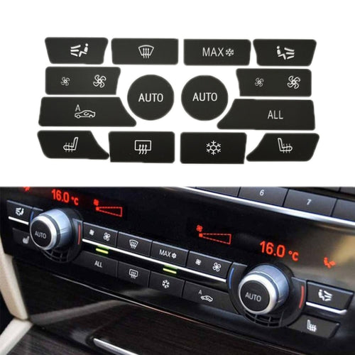 For BMW 5 Series/7 Series/X5/C6/F10/F01/F15 Air Conditioning Button Repair Sticker, Style: B 14pcs No OFF - HoMEdemic™ 