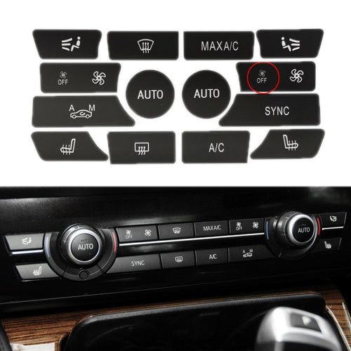 For BMW 5 Series/7 Series/X5/C6/F10/F01/F15 Air Conditioning Button Repair Sticker, Style: B 14pcs With OFF - HoMEdemic™ 